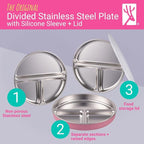 Stainless Steel Divided Plates + Silicone Sleeve and Storage Lid | Baby - Image 2