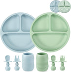 PandaEar Silicone Baby Feeding Set| 2 Pack Silicone Divided Suction Plate and 2 by PandaEar