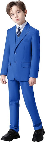 Boy's Suit Formal Slim Fit 5 Pieces Suit Set Blazer Vest Pants - Image 6