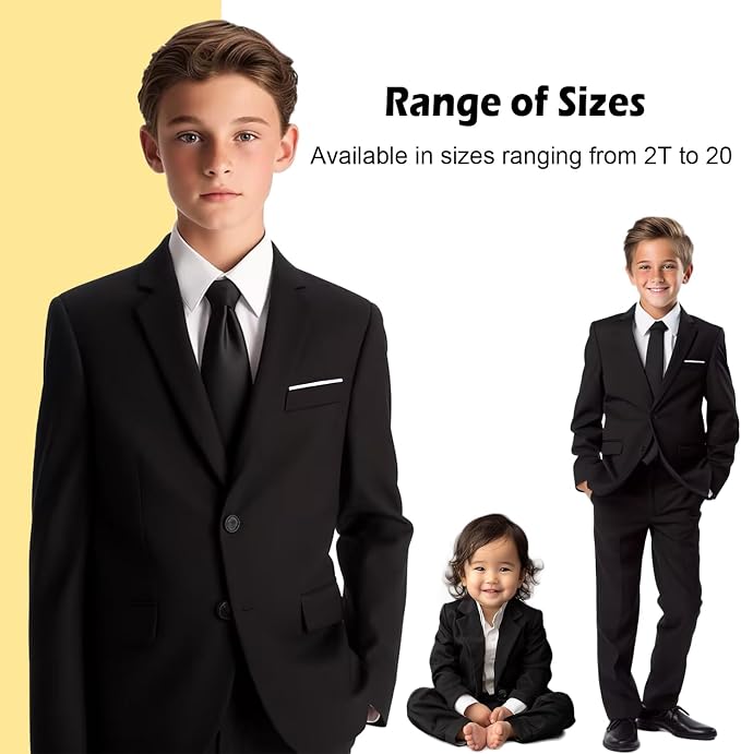 Boys’ Formal Suit 5 Piece Set, Toddler Tuxedos - Image 4