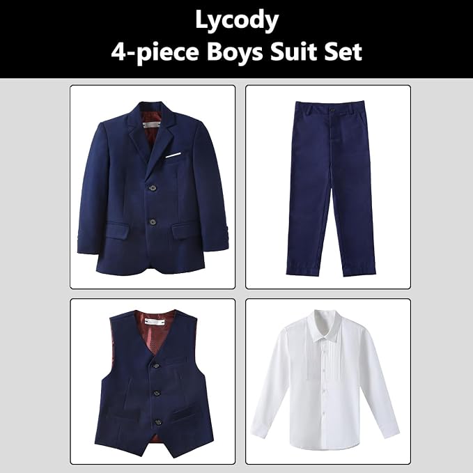 Boys Suit for Kids Teens Formal 5 Piece Tuxedo Suit Set - Image 2
