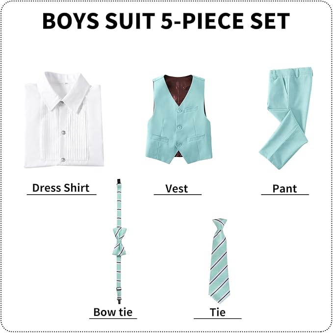 Boys' Suits Formal Slim Fit Tuxedo Boys Vest and Pants Set - Image 5
