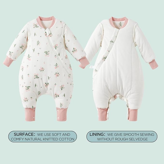 Duomiaomiao 3.5 TOG Toddler Sleep Sack 6-12 Months 100% Cotton Winter Side Open - Image 5