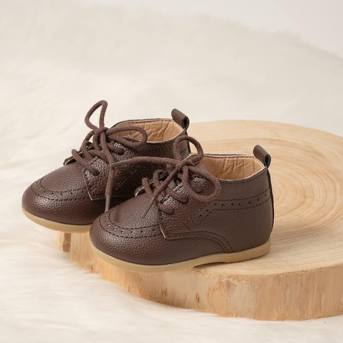 ohsofy Infant Baby Boy Oxford Shoes PU Leather Loafers Rubber and Soft Sole - Image 5