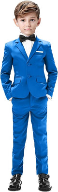 Boys Suits 5 Pieces Slim Fit Blazer Pants Black Blue Outfit Suit by Sailiiny