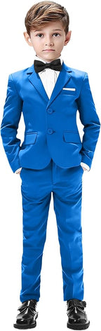 Boys Suits 5 Pieces Slim Fit Blazer Pants Black Blue Outfit Suit by Sailiiny
