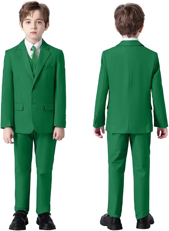 Boys Suit 4 Pcs Slim Fit Set Casual Suits Wedding Outfit Prom Jacket Vest Pant - Image 5