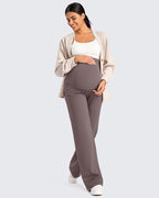 G4Free Fleece Lined Maternity Yoga Pants Over The Belly Stretchy Wide Leg Warm - Image 6