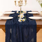 Socomi Navy Blue Table Runner Spring Easter Cheesecloth Table Runner 170 inch - Image 6