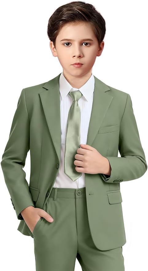 Boys Formal Suit Set 4 Pieces Kids Tuxedo Ring Bearer Outfit by Boihedy