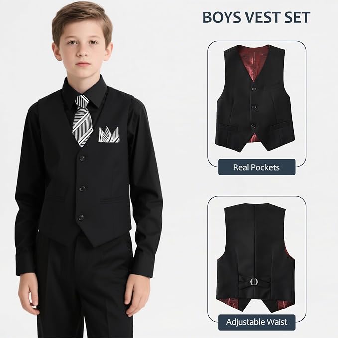 Boys Suits Formal Dress Vest and Pants Set - Image 3