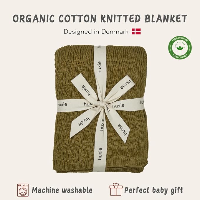 Knitted Organic Cotton Baby Blanket- Swaddle Blanket - Image 3