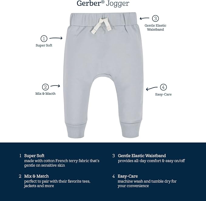 Gerber Baby-Boys Toddler 3-Pack Jogger Pants - Image 6