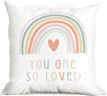 You are So Loved Boho Rainbow Throw Pillow Cover, Bohemian Home Girls Room Kids by huester