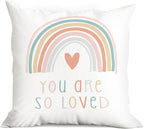 You are So Loved Boho Rainbow Throw Pillow Cover, Bohemian Home Girls Room Kids by huester