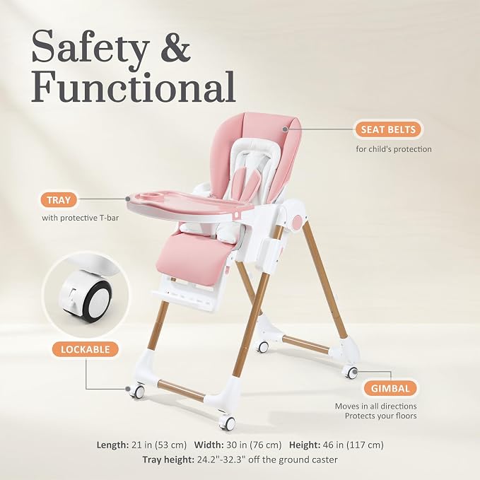 Mallify Foldable High Chairs for Babies and Toddlers, 3-in-1 Convertible Baby - Image 8