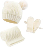 Duoyeree Baby Winter Hat Scarf Glove Beanie Set Girls Boys Pom Pom Knitted by Duoyeree