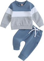 Kupretty Toddler Baby Boy Fall Winter Clothes Color Block Long Sleeve by Kupretty