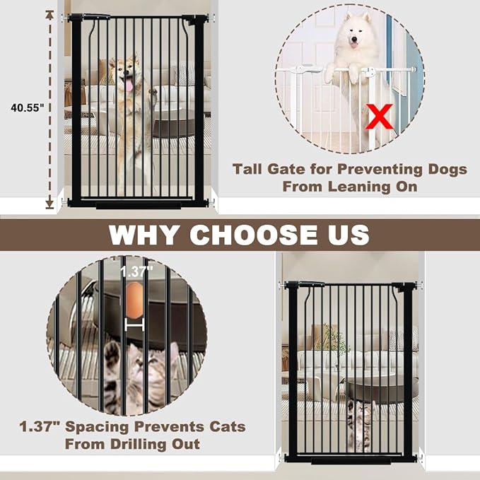 40.55" Extra Tall Baby Gate, 49.2-54.7 in Wide, No Drilling, Pressure Mounted - Image 3