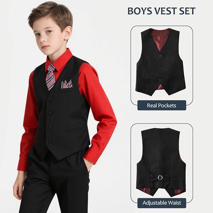 Boys Suits Formal Dress Vest and Pants Set - Image 3