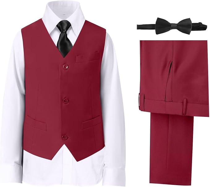 Boys' Suits Formal Slim Fit Tuxedo Boys Vest and Pants Set by DHTS