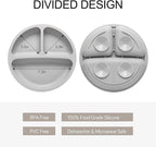 Silicone Baby Feeding Set, 2 Pack Divided Baby Plates - Image 2