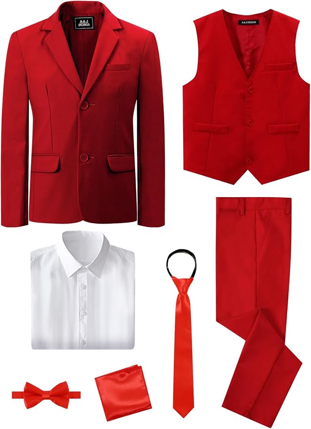 A&J DESIGN Boys 7-Piece Formal Suit Ring Bearer Outfit - Image 3