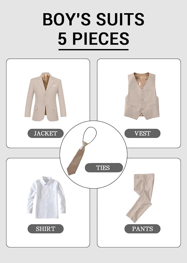 Boys' Formal Suit Set Slim Fit Kids Formal Suits Toddler Tuxedo Wedding Prom - Image 4