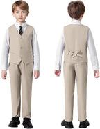 Boys Suit 4 Pcs Slim Fit Set Casual Suits Wedding Outfit Prom Jacket Vest Pant - Image 6