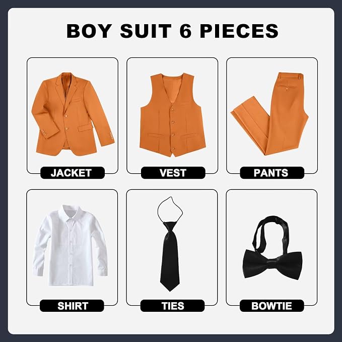 JPF Boy's Formal Suit Set Slim Fit Kids Tuxedo Suits - Image 2