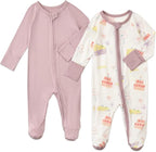 Baby Footed Pajamas with Mittens Rayon from Bamboo 2pcs Newborn Infant 2-way by Aablexema