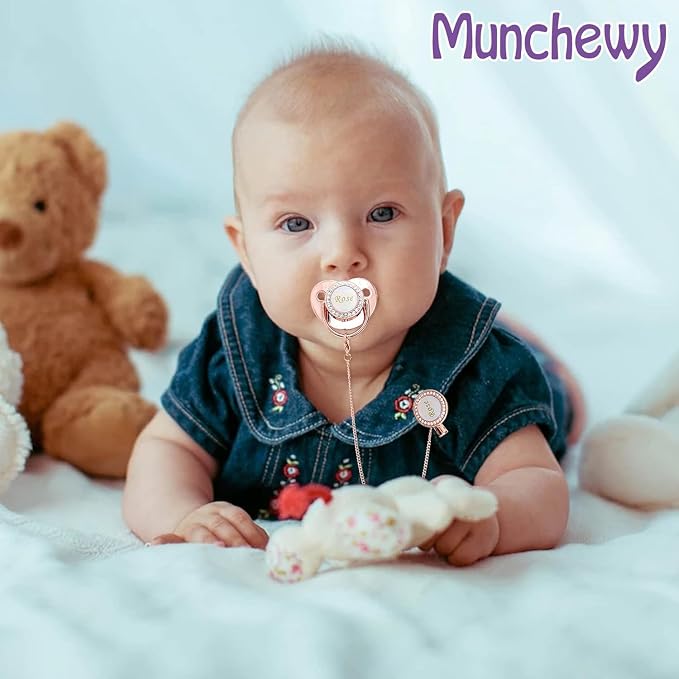 Customized Pacifier with Name, Bling Personalized Pacifier Clip Set with Gift - Image 6