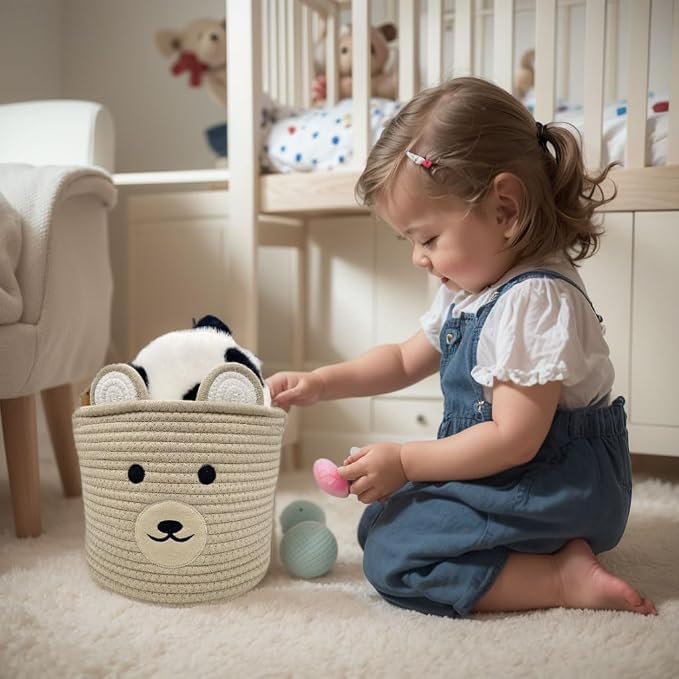 Bear Basket for Nursery, Baby Shower Baskets, Baby Baskets for Storage - Image 4