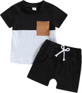 Rtnnsbbfcm Newborn Baby Boy Summer Clothes Short Sleeve Color Block Front by Rtnnsbbfcm