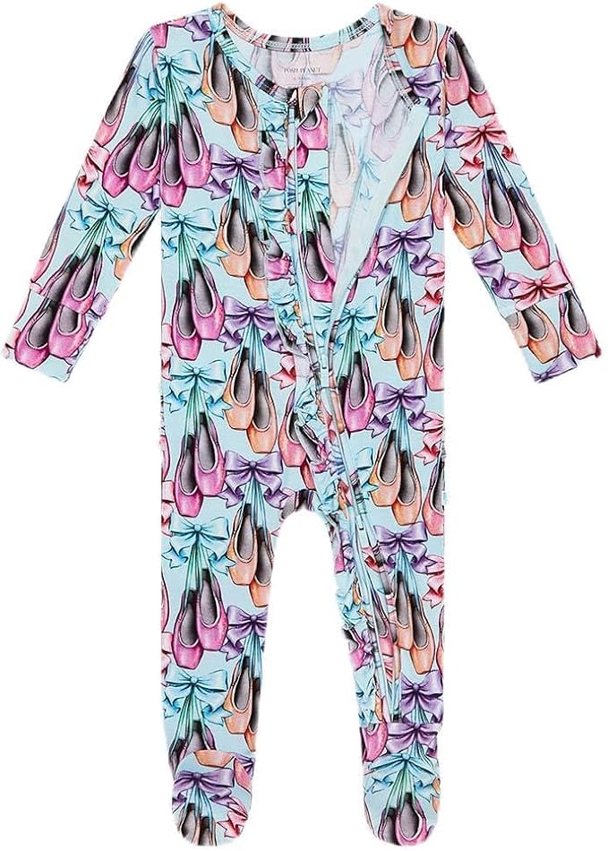 Posh Peanut Footie Pajamas for Baby Girls – Sleepers in Viscose from Bamboo by PoshPeanut