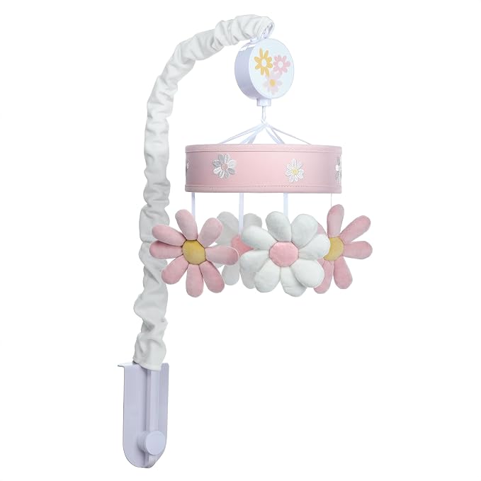 Lambs & Ivy Daisy Dreams Pink/White Musical Baby Crib Mobile Soother Toy - Image 6