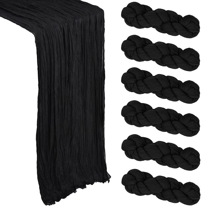 6 Pack Black Halloween Table Runner Cheesecloth 10Ft Gauze Cheese Cloth Table by Heneger