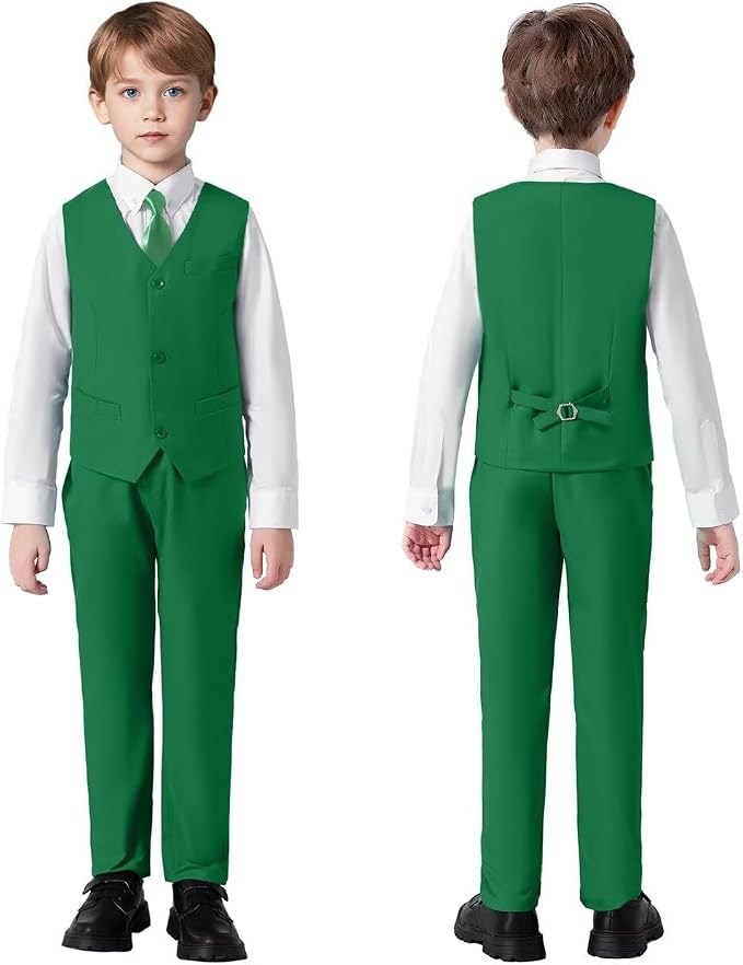 Boys Suit 4 Pcs Slim Fit Set Casual Suits Wedding Outfit Prom Jacket Vest Pant - Image 6