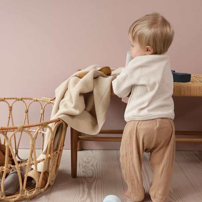 Knitted Organic Cotton Baby Blanket- Swaddle Blanket - Image 6