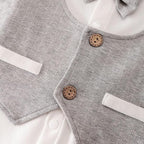 HUAANIUE Newborn Baby Boys Gentleman Romper One Piece Long Sleeve Bowtie Outfit - Image 4