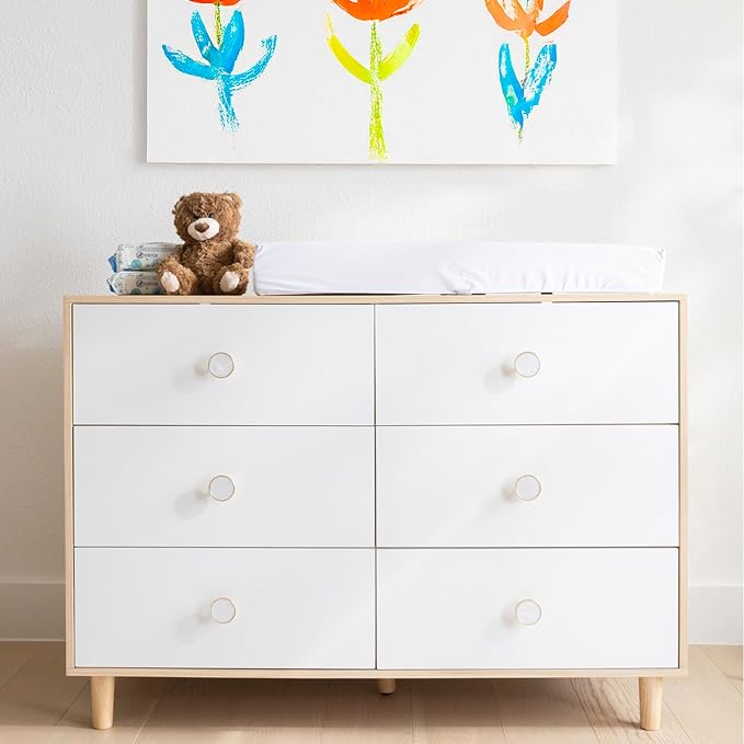 Baby Dresser for Nursery, and Bedroom – 6 Drawer White Wood Dresser by Unknown