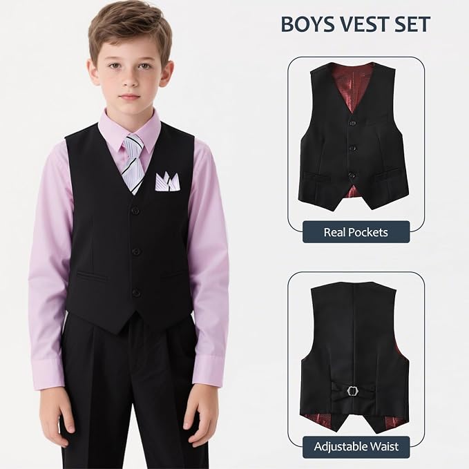Boys Suits Formal Dress Vest and Pants Set - Image 3