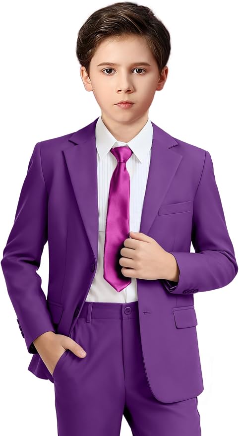 Boys Formal Suit Set 4 Pieces Kids Tuxedo Ring Bearer Outfit by Boihedy