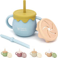 Honey Jar Pot 3-in-1 Silicone Training Cup 8.5oz, Baby Sippy Cup by teensypeepsy