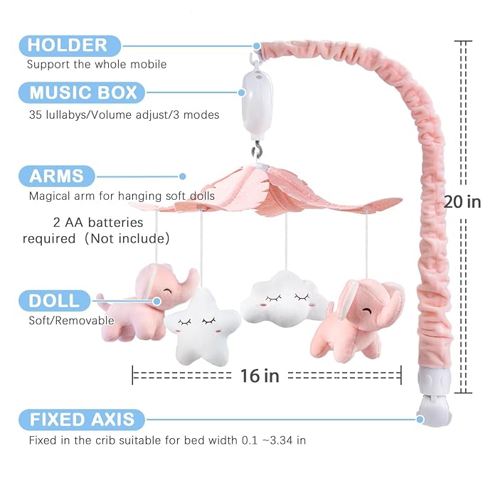 FEISIKE Crib Mobile for Girls Baby Mobiles - Image 3