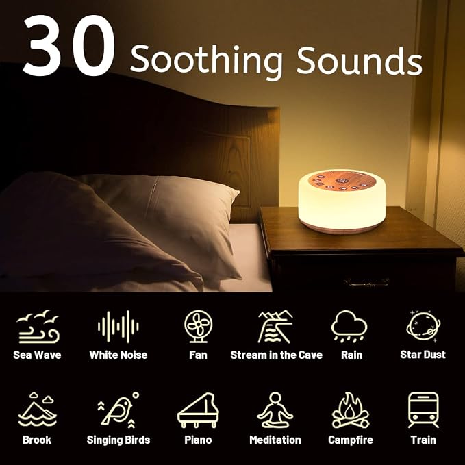 ColourNoise Sound Machine White Noise Machine 12 Colors Night Lights Brown - Image 2