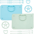 2 Pack Baby Silicone Mat with Suction Base and 4 Stretchable Straps, 6 Strong by Unknown
