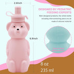 Honey Bear Silicone Straw Cup, Babies Water Drinking Cup, 8-Ounce Therapy Sippy - Image 6