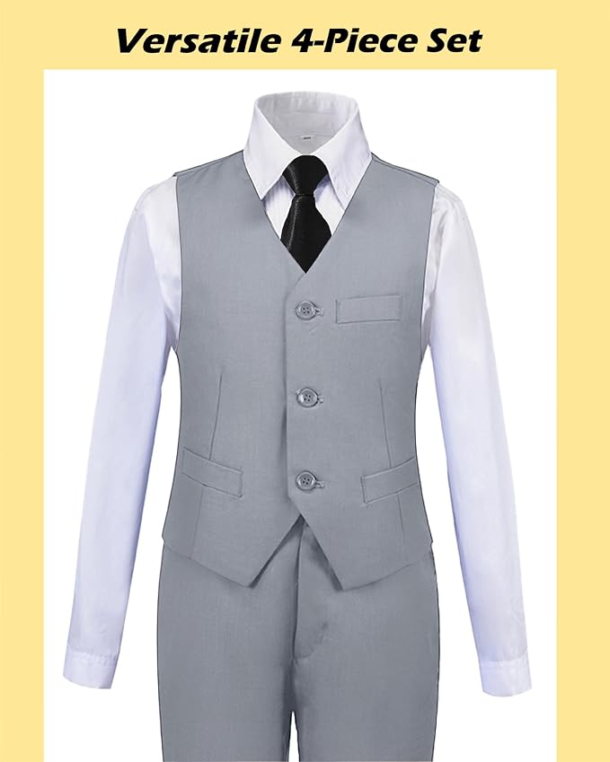 Boys’ Formal Suit 5 Piece Set, Toddler Tuxedos - Image 4