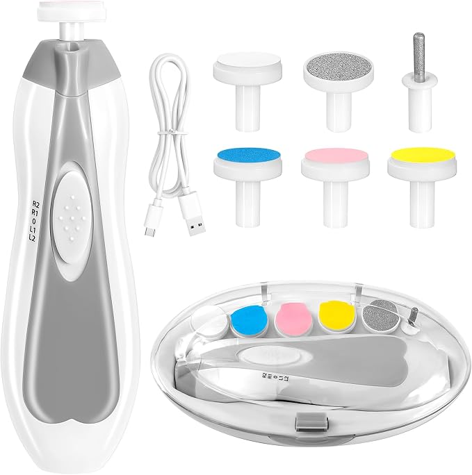Baby Nail Trimmer Electric, 6 in 1 Rechargeable Baby Nail Clippers Manicure Set by Qunlionslife